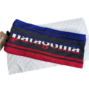 Patagonia Unisex Lined Knit Headband Snow Red Blue Grey NEW Logo Striped